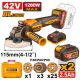 INGCO 42V LITHIUM-ION ANGLE GRINDER -115MM -X2 2.5AH | 1280W (ING_CAGLI4128112) | Radian Online Zambia