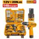 INGCO 166 PCS TOOLS SET WITH IMPACT DRILL 66NM 20V - 1X2AH (ING_HKTHP41662) | Radian Online Zambia