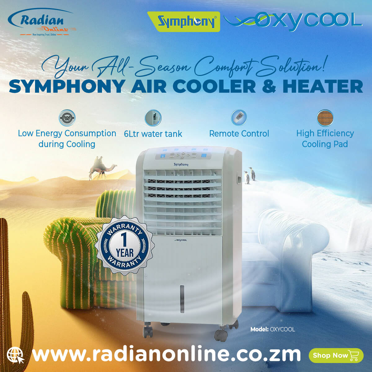 Shop the Symphony Oxycool with both heating and cooling functions